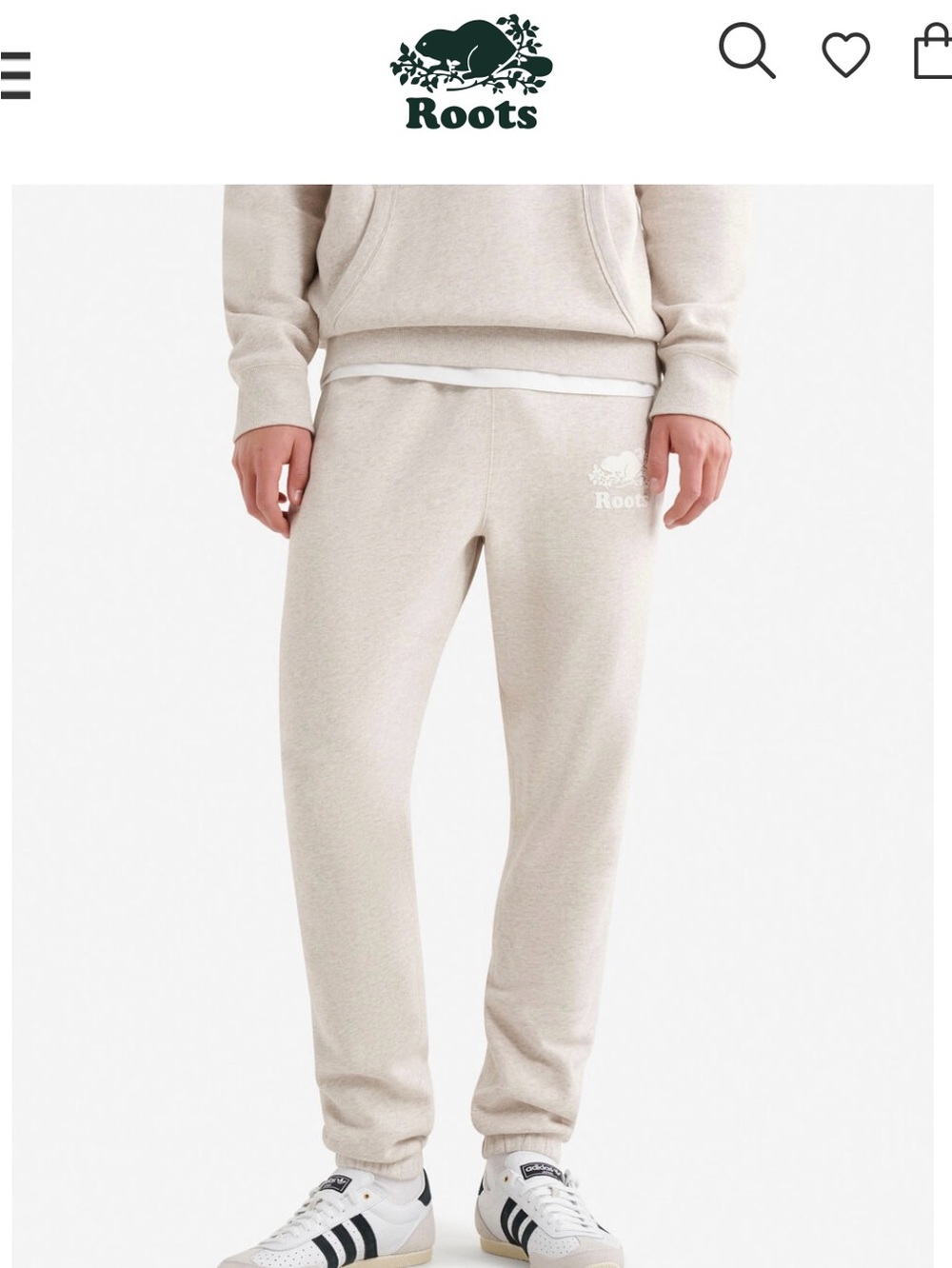 Roots unisex Cream/Tan Sweatpants with Drawstring